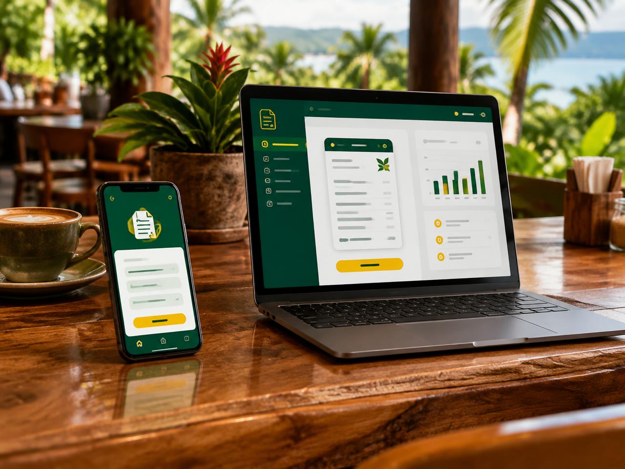 Aplicación TuFactura en laptop y celular